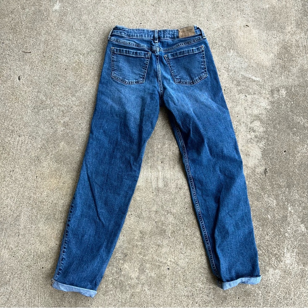 Abercrombie Kids Mid Rise Boyfriend Jeans 11/12 Distressed Cuffed Blue - Picture 3 of 3